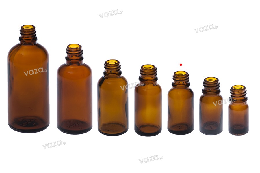 Flaconcino di vetro ambrato da 15 ml per oli essenziali con beccuccio PP18