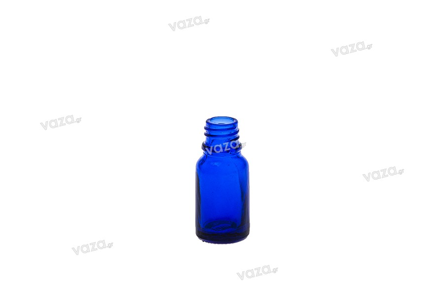 Γυάλινο μπουκαλάκι για αιθέρια έλαια 10 ml μπλε με στόμιο PP18
