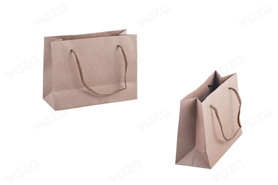Sac cadeau en papier kraft avec cordon de 3 mm avec une belle texture dans la même couleur que le sac 144 x 60 x 110 mm Sac cadeau en papier kraft avec cordon de 3 mm avec une belle texture dans la même couleur que le sac 144 x 60 x 110 mm-photo_produit