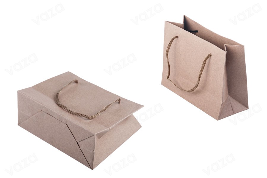 Sac cadeau en papier kraft avec cordon de 3 mm avec une belle texture dans la même couleur que le sac 144 x 60 x 110 mm Sac cadeau en papier kraft avec cordon de 3 mm avec une belle texture dans la même couleur que le sac 144 x 60 x 110 mm-