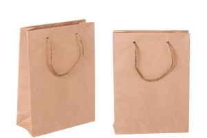 Geschenktasche aus Kraftpapier mit 3mm Kordelhenkel und schöner Textur 150x60x200 mm-1