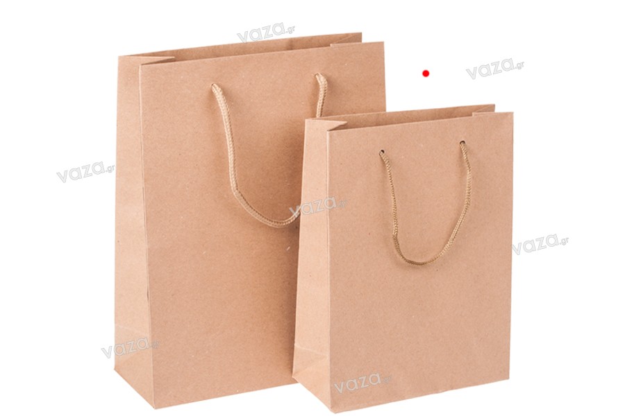 Τσάντα δώρου χάρτινη κραφτ με κορδόνι 3 mm με ωραία υφή στην απόχρωση της τσάντας 150x60x200 mm