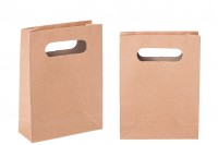 Brown paper gift bag in size 200x60x150 mm