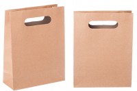 Brown paper gift bag in size 190x80x240 mm