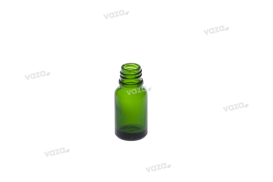 Γυάλινο μπουκαλάκι για αιθέρια έλαια 10 ml πράσινο με στόμιο PP18