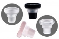 Glass round low profile Cap f 11.5 black, transparent, frosted, Pink White