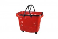 Plastischer Tragekorb mit Räder, rot 60x45x46 cm