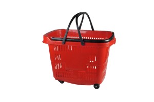 Chariot à main en plastique à roulettes de couleur rouge 60 x 45 x 46 cm-εικόνα_προϊοντική