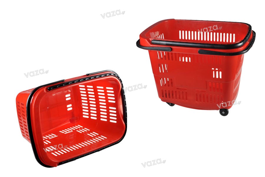 El Plastik Sepet Tekerlekli Renk Kirmizi 60 X 45 X 46 Cm