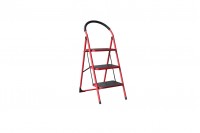 Metal ladder with 3 steps in red color