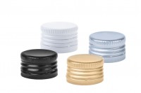 Aluminum pre-threaded screw cap PP24 with liner in gold, black, white and silver
