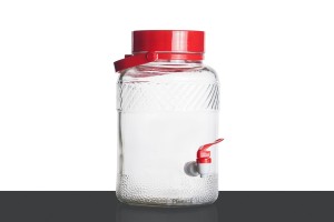 Bocal en verre de 5litres avec robinet en plastique pour le rangement des aliments et des boissons-εικόνα_σύνθεση