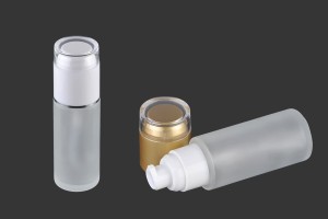 Glasflasche, edelmattiert 50ml mit Zerstäuber und Deckel weiß oder gold satiniert