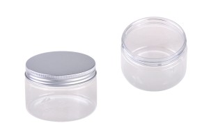Petit pot transparent PET de 250ml avec couvercle en aluminium argenté avec joint d'étanchéité-εικόνα_σύνθεση