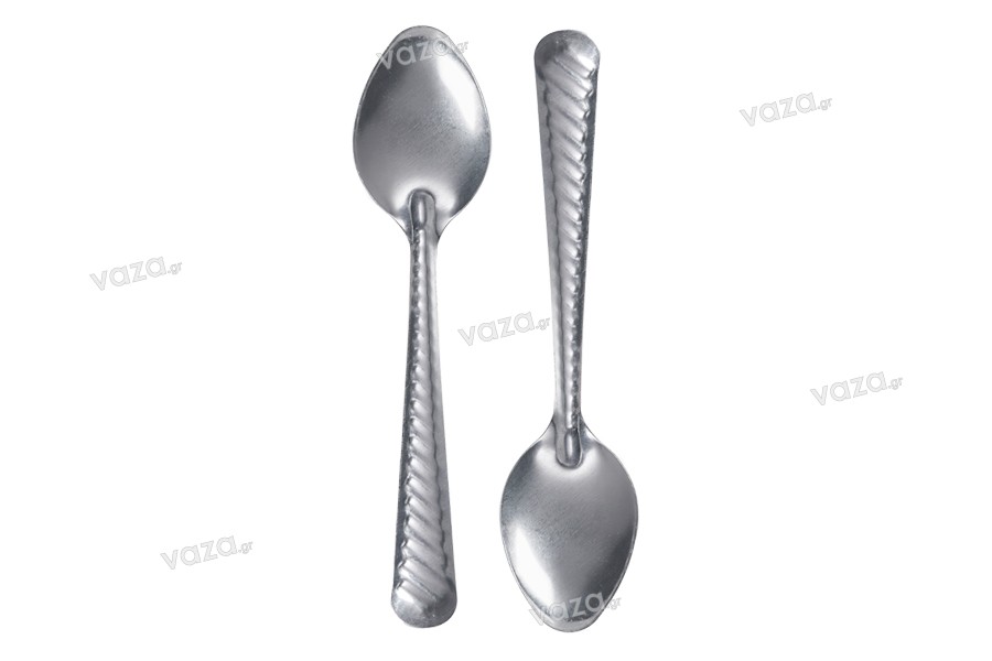 Cucchiaino metallico di colore argento - 9,5 cm