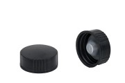 Plastic black cap with conical liner  PP 28