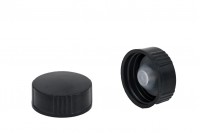 Plastic black cap with conical liner  PP 28
