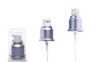Aluminum cream pump with PP24/410 finish and transparent cap-1