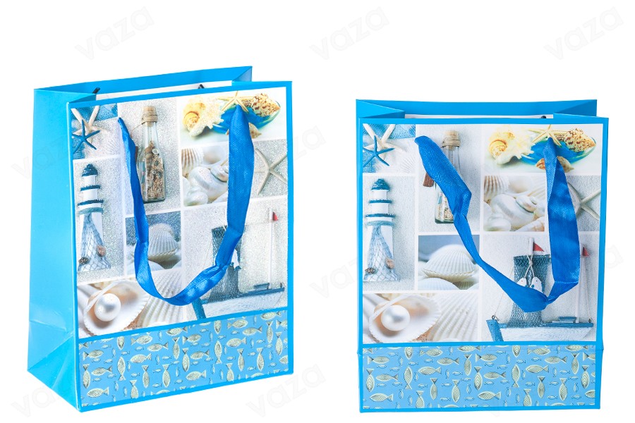 Sac cadeau plastifié avec poignée en satin 170 x 85 x 210 mm Sac cadeau plastifié avec poignée en satin 170 x 85 x 210 mm-
