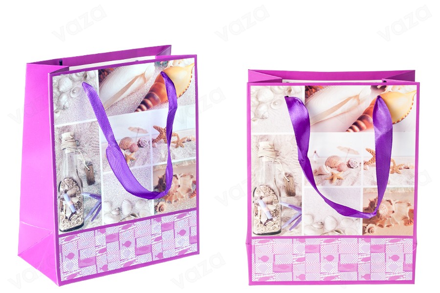 Sac cadeau plastifié avec poignée en satin 170 x 85 x 210 mm Sac cadeau plastifié avec poignée en satin 170 x 85 x 210 mm-photo_groupe