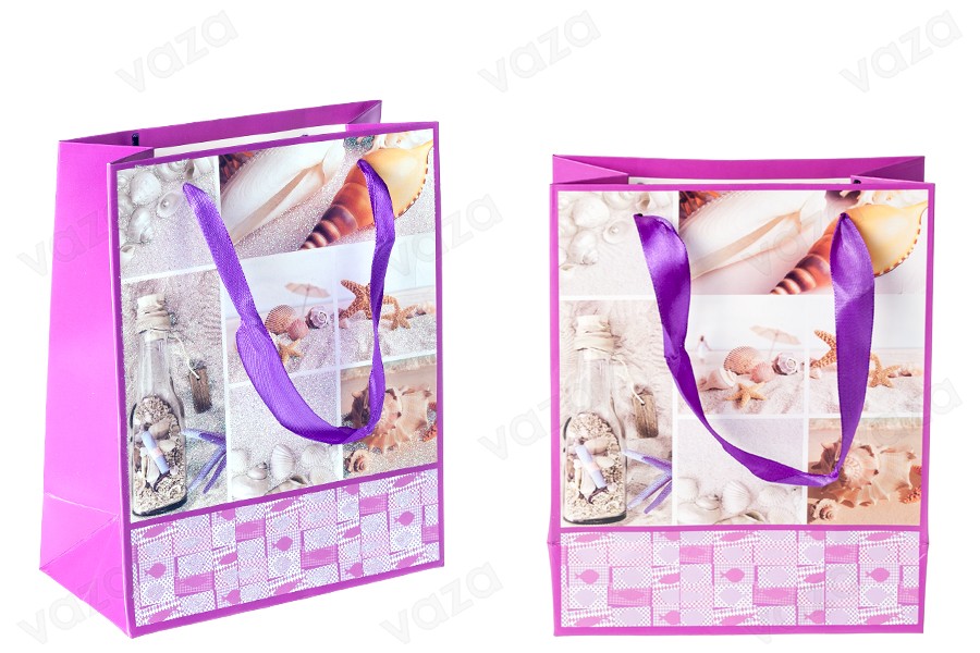 Geschenktasche laminiert mit Henkel aus Satin 170x85x210 mm-εικόνα_σύνθεση