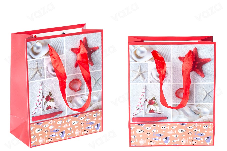 Sac cadeau plastifié avec poignée en satin 170 x 85 x 210 mm Sac cadeau plastifié avec poignée en satin 170 x 85 x 210 mm-photo_groupe