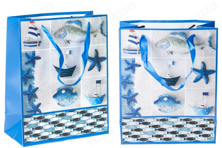 Sac cadeau plastifié avec poignée en satin 210 x 100 x 260 mm Sac cadeau plastifié avec poignée en satin 210 x 100 x 260 mm-εικόνα_σύνθεση
