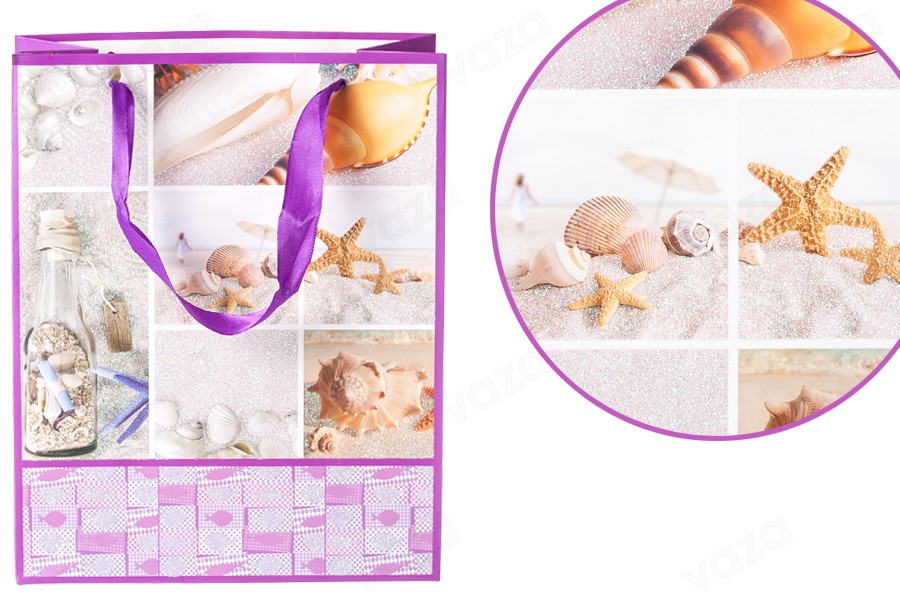 Sac cadeau plastifié avec poignée en satin 210 x 100 x 260 mm Sac cadeau plastifié avec poignée en satin 210 x 100 x 260 mm-εικόνα_διαστάσεις