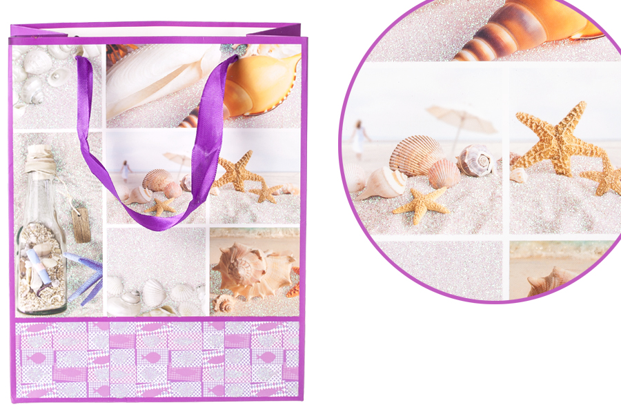 Geschenktasche laminiert mit Henkel aus Satin 210x100x260 mm Geschenktasche laminiert mit Henkel aus Satin 210x100x260 mm