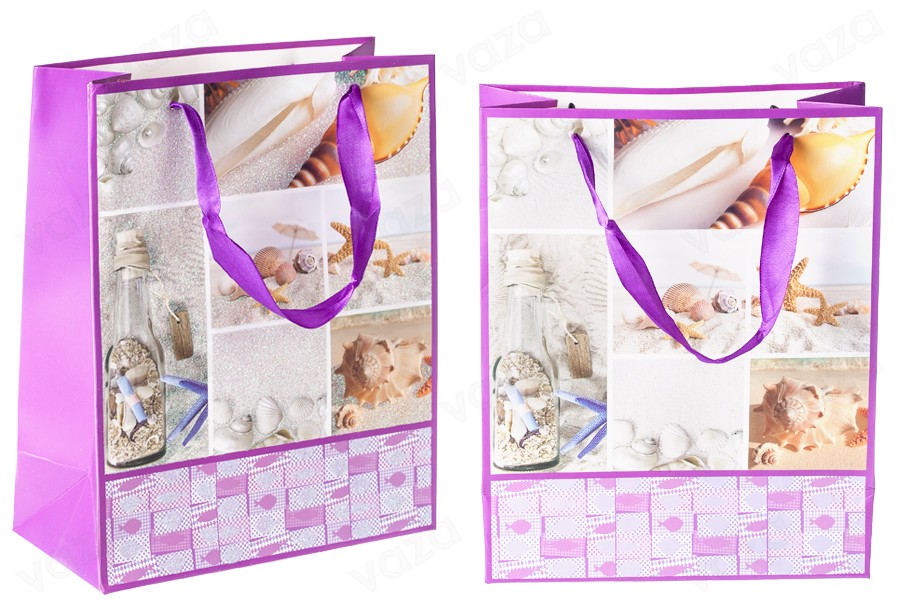 Sac cadeau plastifié avec poignée en satin 210 x 100 x 260 mm Sac cadeau plastifié avec poignée en satin 210 x 100 x 260 mm-
