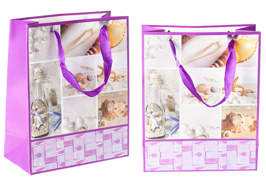 Geschenktasche laminiert mit Henkel aus Satin 210x100x260 mm Geschenktasche laminiert mit Henkel aus Satin 210x100x260 mm