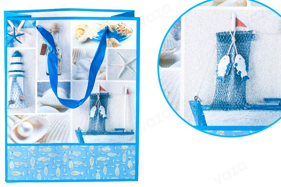 Sac cadeau plastifié avec poignée en satin 210 x 100 x 260 mm Sac cadeau plastifié avec poignée en satin 210 x 100 x 260 mm-εικόνα_σύνθεση