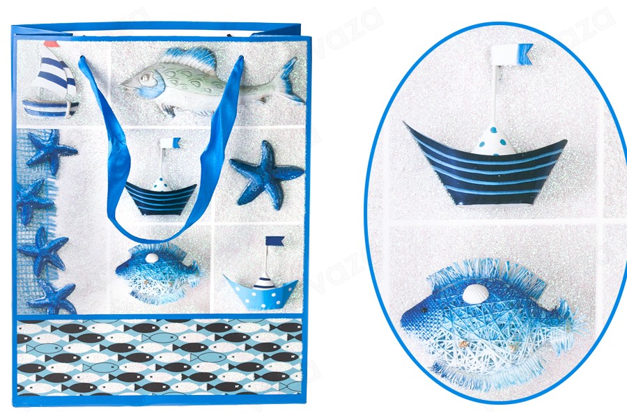 Sac cadeau plastifié avec poignée en satin 210 x 100 x 260 mm Sac cadeau plastifié avec poignée en satin 210 x 100 x 260 mm-εικόνα_σύνθεση