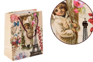 Geschenktasche laminiert mit Kordelhenkel ''Eiffel'' 170x85x210 mm-1
