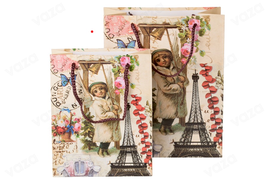 Sac cadeau plastifié avec motif la Tour Eiffel avec cordon 170 x 85 x 210 mm Sac cadeau plastifié avec motif la Tour Eiffel avec cordon 170 x 85 x 210 mm-