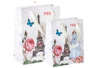 Geschenktasche laminiert mit Henkel aus Satin ''Eiffel'' 210x100x260 mm
