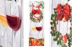 Σακούλες Χριστουγεννιάτικες χάρτινες τύπου 3-D με πλαστικοποίηση για φιάλες κρασιού σε διάφορα σχέδια