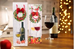 Σακούλες Χριστουγεννιάτικες χάρτινες τύπου 3-D με πλαστικοποίηση για φιάλες κρασιού σε διάφορα σχέδια