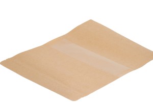 Standbodenbeutel Kraftpapier, Doy-Pack mit Sichtfenster, Druckverschluss und innere und äußere transparente Auskleidung, 200x50x300mm -100 Stücke-3