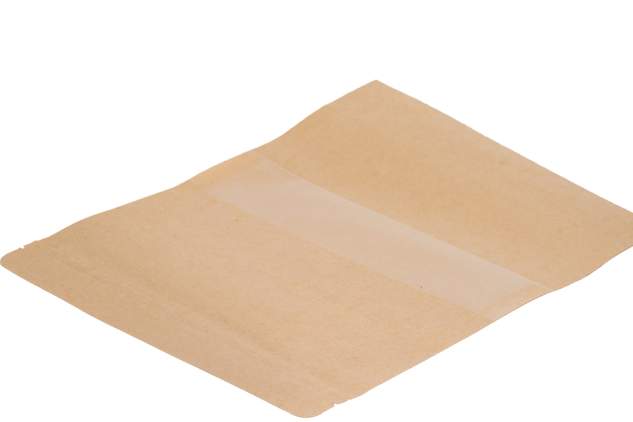 Standbodenbeutel Kraftpapier, Doy-Pack mit Sichtfenster, Druckverschluss und innere und äußere transparente Auskleidung, 200x50x300mm -100 Stücke Standbodenbeutel Kraftpapier, Doy-Pack mit Sichtfenster, Druckverschluss und innere und äußere transparente Auskleidung, 200x50x300mm -100 Stücke