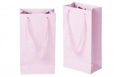 Sac cadeau en papier laminé avec poignée de 2 cm en organza de différentes couleurs