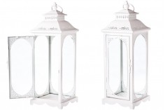 Decorated metal lantern with glass windows, 3 piece set in size S-M-L