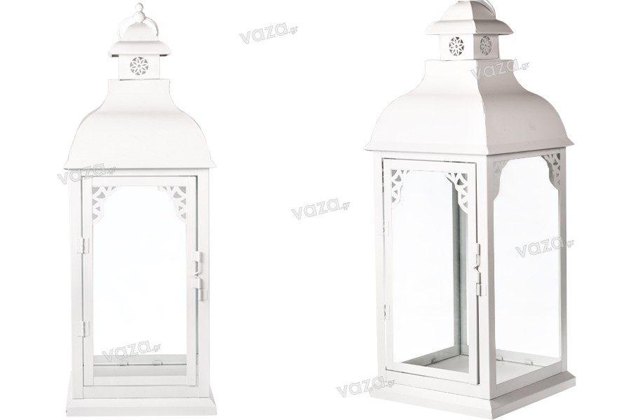 Lanterne sculptée métallique avec fenêtres en verre ensemble de 3 pièces S-M-L