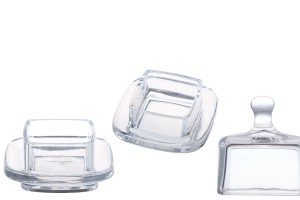 Viereckiges Deko Glas mit Glas-Deckel für Mandelbonbons und Kuchen-5
