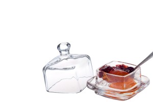 Viereckiges Deko Glas mit Glas-Deckel für Mandelbonbons und Kuchen-6