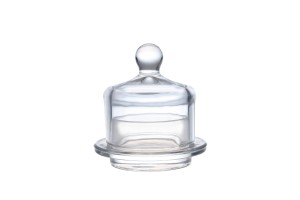 Petit pot en verre rond décoratif avec couvercle en verre pour dragées et bonbons-1