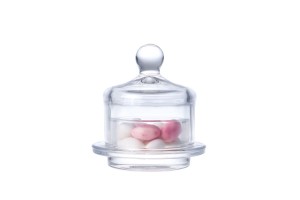Petit pot en verre rond décoratif avec couvercle en verre pour dragées et bonbons-4