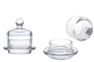 Petit pot en verre rond décoratif avec couvercle en verre pour dragées et bonbons-6