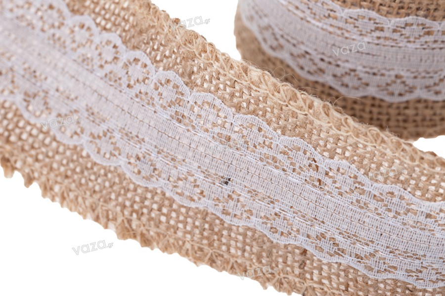 Jute lace ribbon 55 mm wide (4.30 meters long each piece)