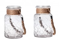 3000ml hanging decoration glass jar with rope handle without cap in size 110x270 mm